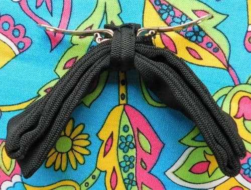 Vintage black pique bow tie Tenax Clip-on style mens evening dress slimline Z
